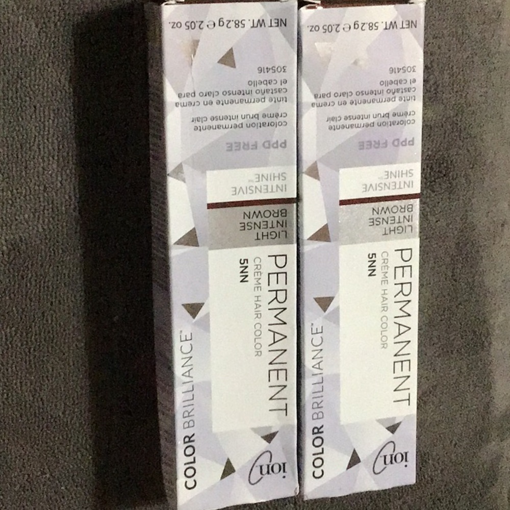 2 box color brilliance by ion permanent creme hair color 5NN new in box 2.05 oz